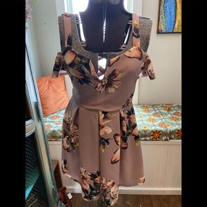 Mine LA fit & flare floral purple dress Sz L